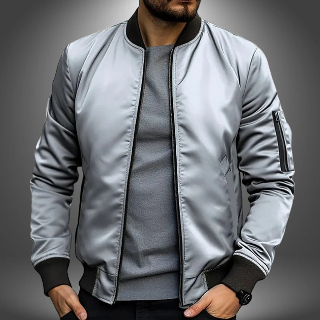 Wavlynn men's navy bomber jacket classic silhouette ribbed cuffs versatile office-to-weekend style