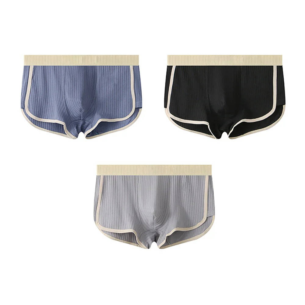 Men's ribbed knit boxer briefs 4-pack breathable cotton blend with ventilated mesh panels