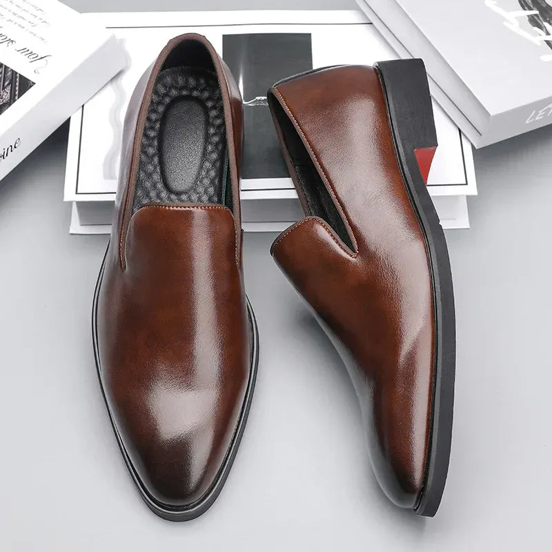 Evendro Genuine Leather Loafers For Men Cushioned Insole Slip On Dress Shoes Boardroom To Weekend