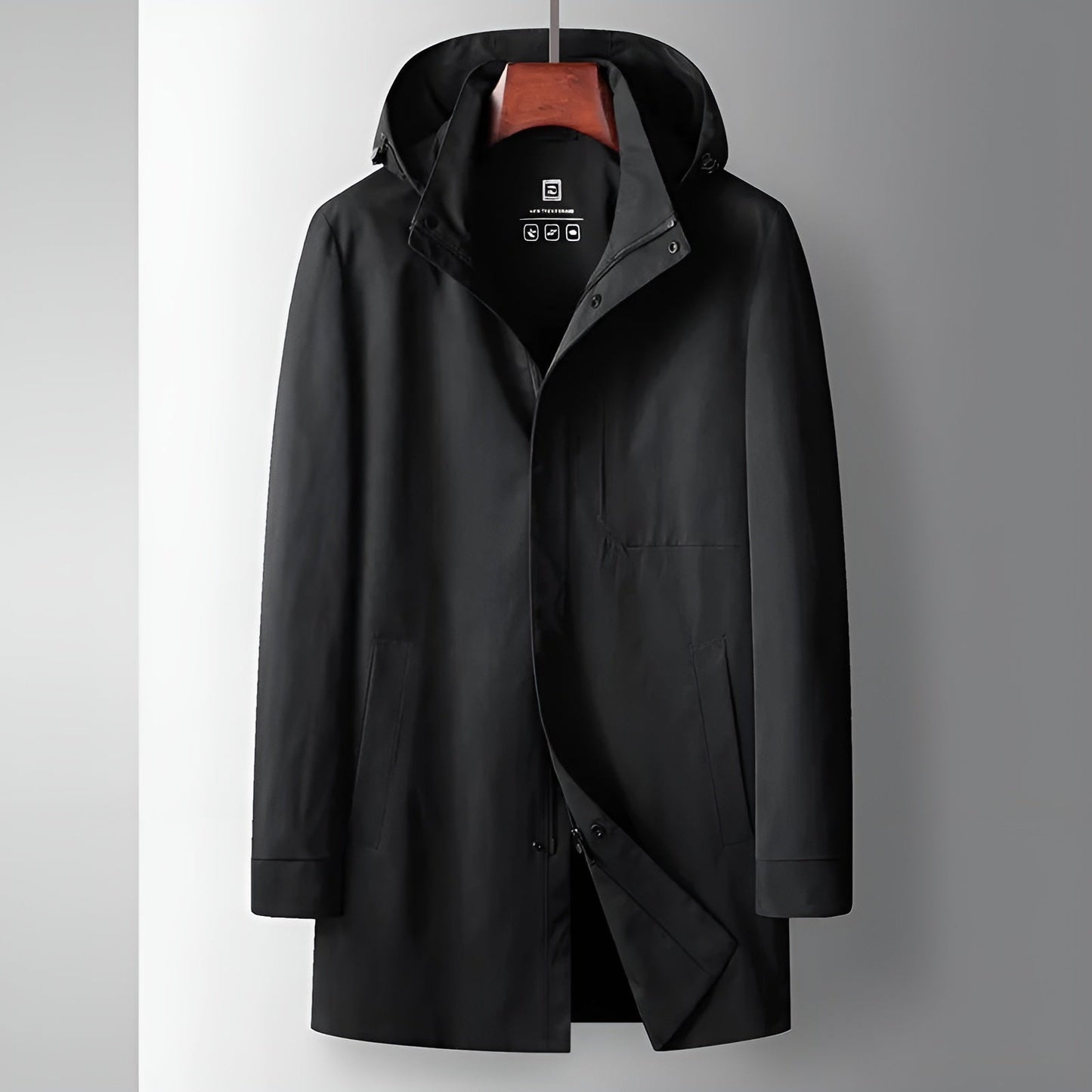 Lucca water-resistant 3/4 windbreaker jacket with detachable hood, sharp urban cut