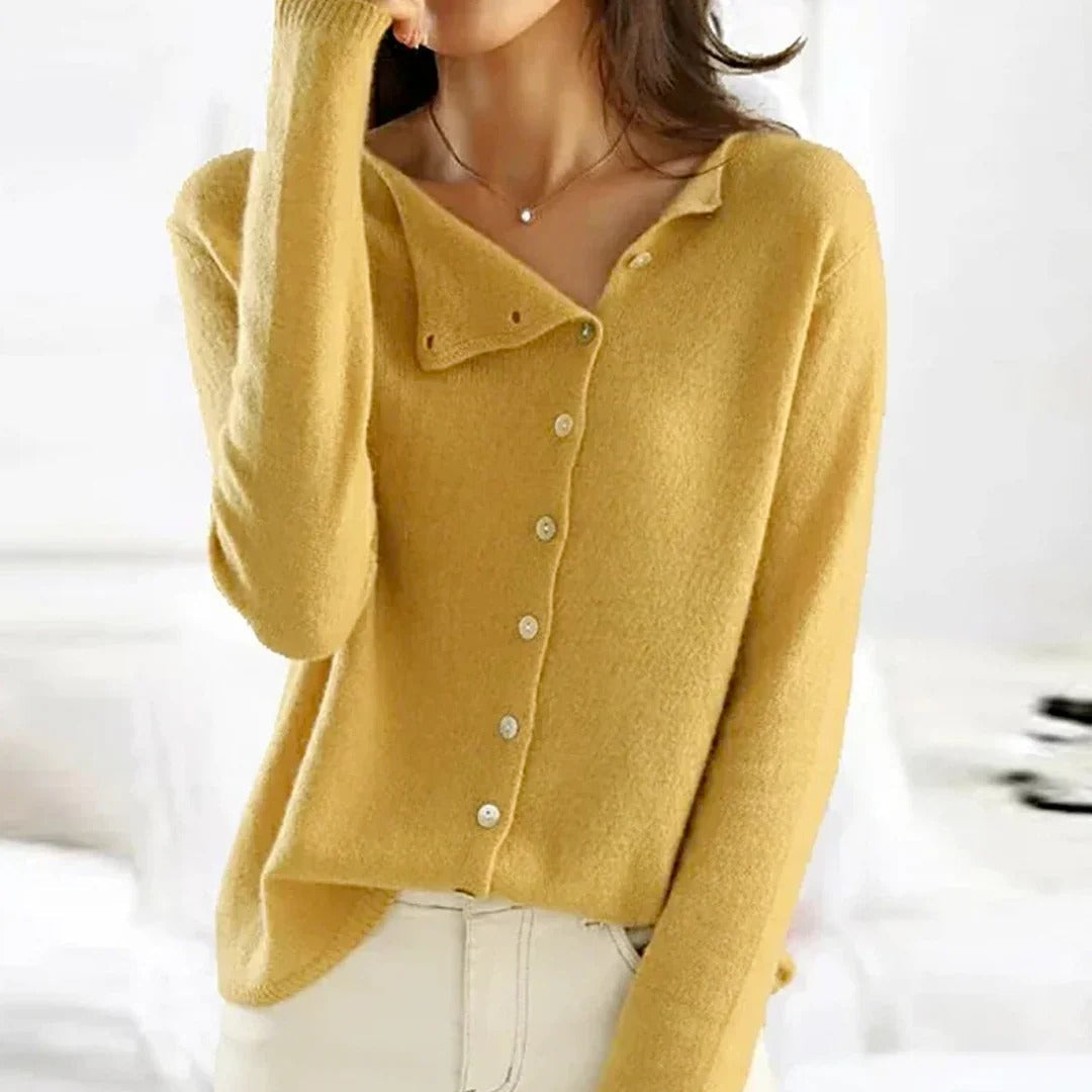 Wavlynn soft knit button cardigan lightweight layering everyday style round neckline polyester blend