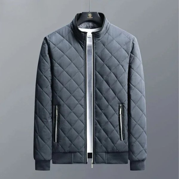 Men's black quilted jacket regular fit windproof water-resistant with zipper pockets all-season