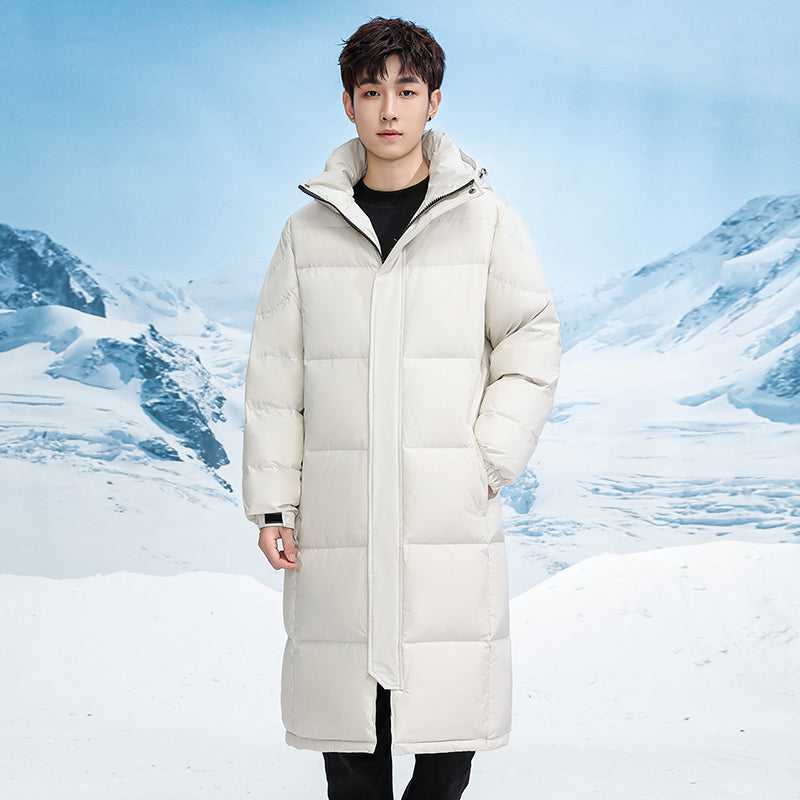Unisex long black puffer down jacket lightweight insulated extreme cold weather urban winter coat
