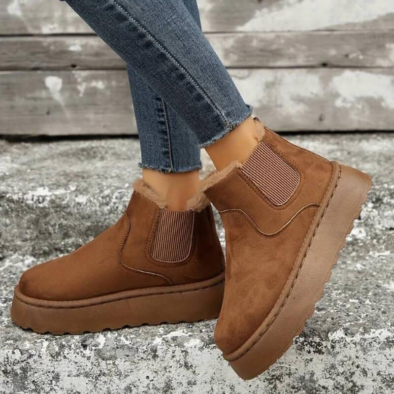 PlushStep women's warm winter boots brown waterproof plush-lined ankle style