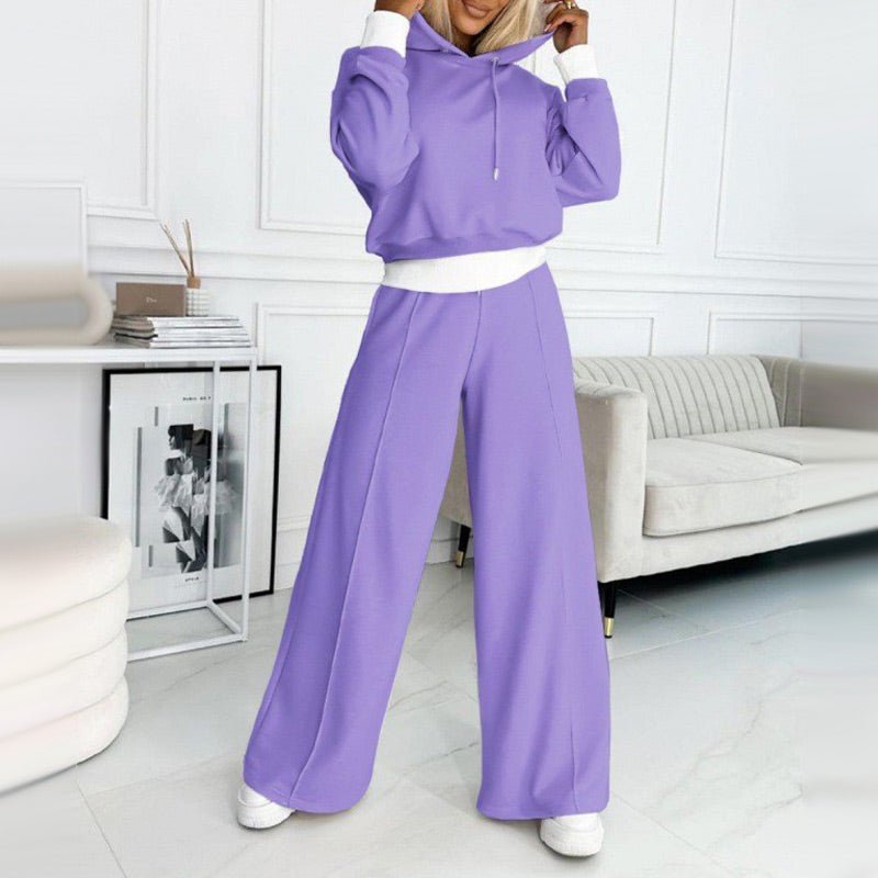 Women's cozy gray hoodie lounge set with relaxed fit and matching jogger pants