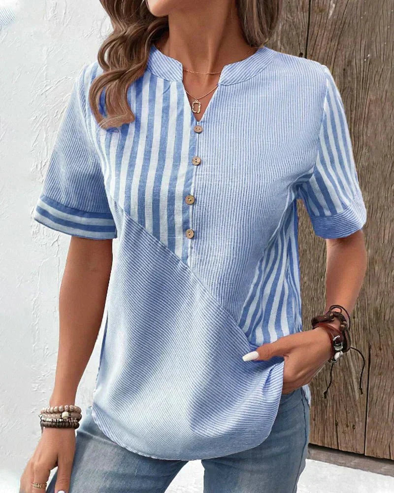 Monroe soft striped blouse in flowing fit with breathable fabric and classic timeless stripe pattern