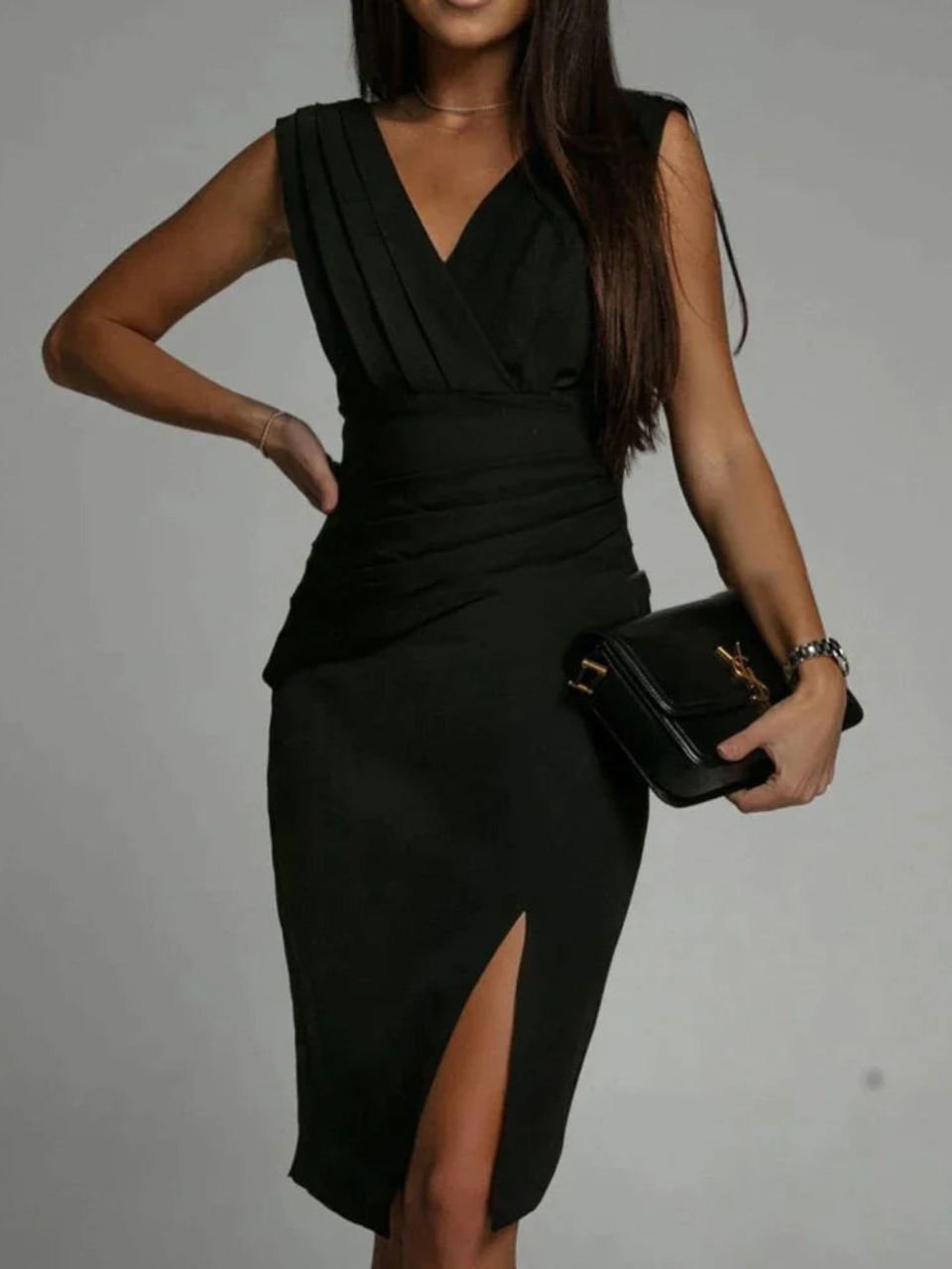 Bianca women's elegant evening dress flowing silhouette waist-defining refined detailing timeless style