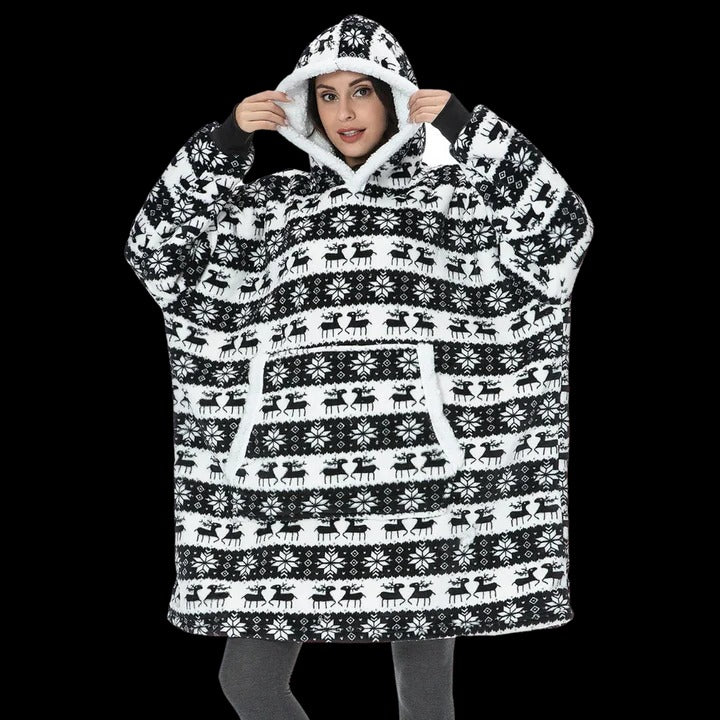 Oversized giant blanket hoodie cozy wearable design with hood for home and outdoor lounging