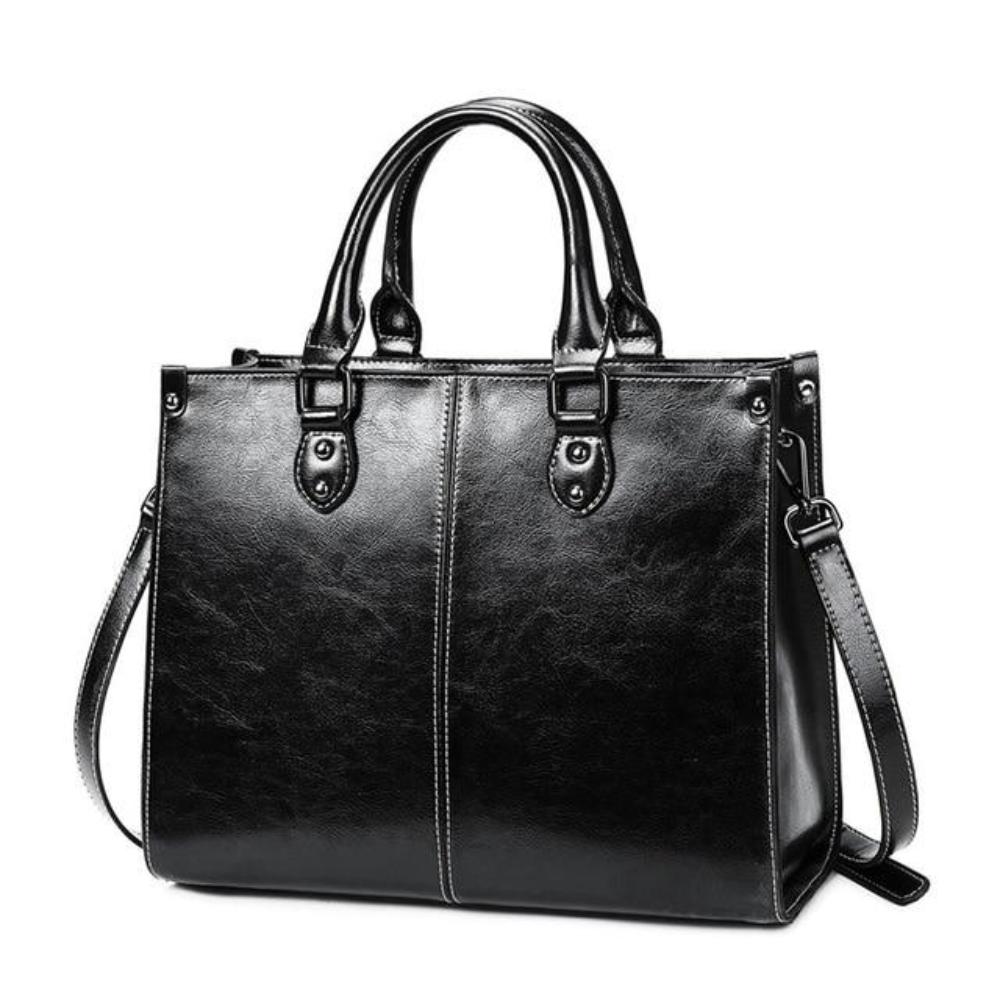 Wavlynn Sally structured faux leather handbag with top handles and removable shoulder strap