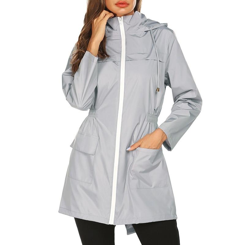 Olivia slim-fit rainjacket lightweight waterproof jacket with adjustable drawstring hood