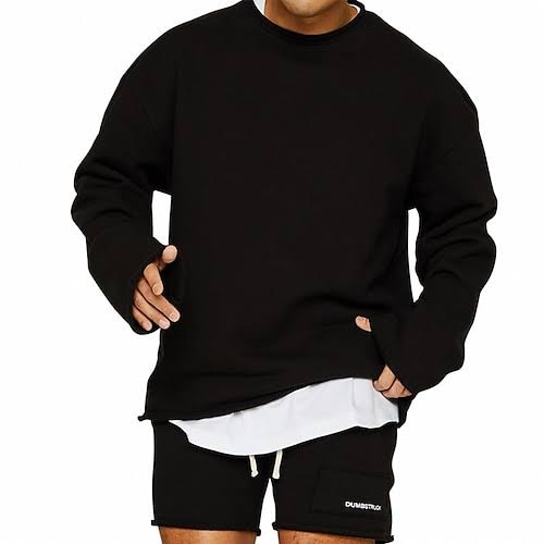Men's matching athletic training suit set with shorts, bold patch detail, streamlined gym silhouette