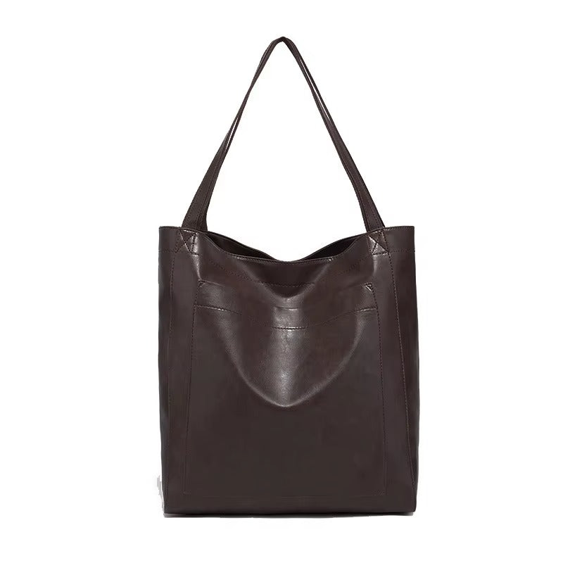 Wavlynn retro faux leather tote shoulder bag large capacity versatile everyday women handbag