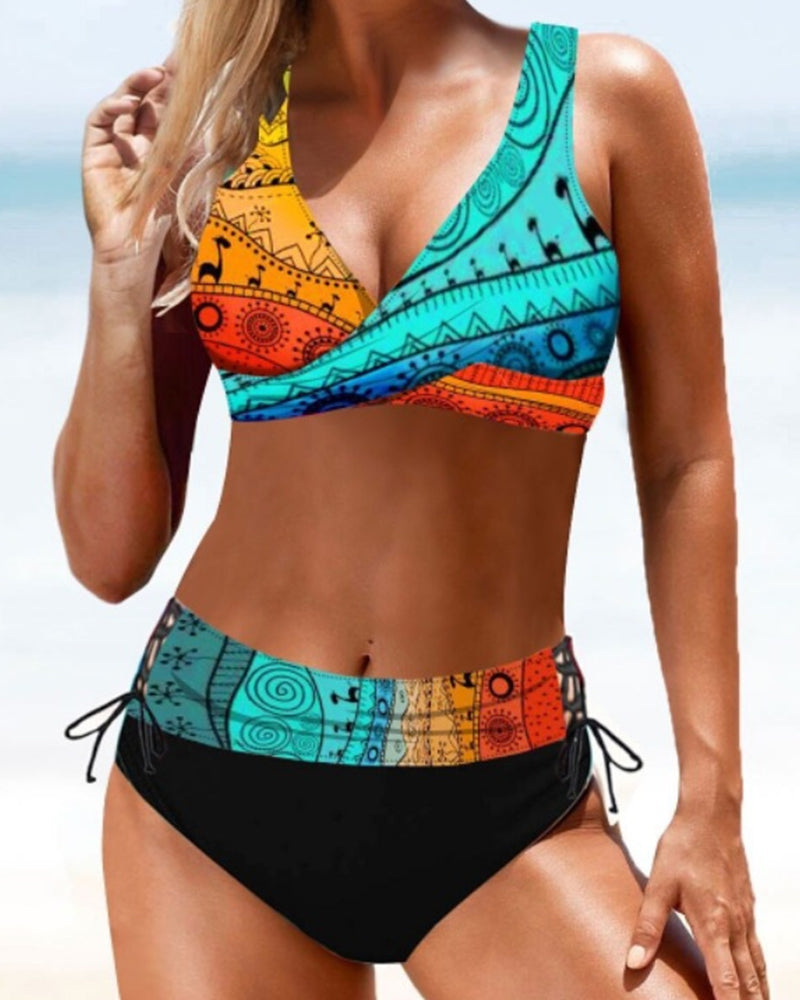 Women's flattering bikini set in vibrant multicolor with supportive fit for summer confidence