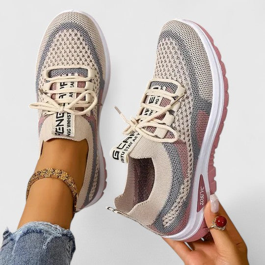 Zara women's white mesh lace-up sneakers with bold graphic lacing lightweight athletic style