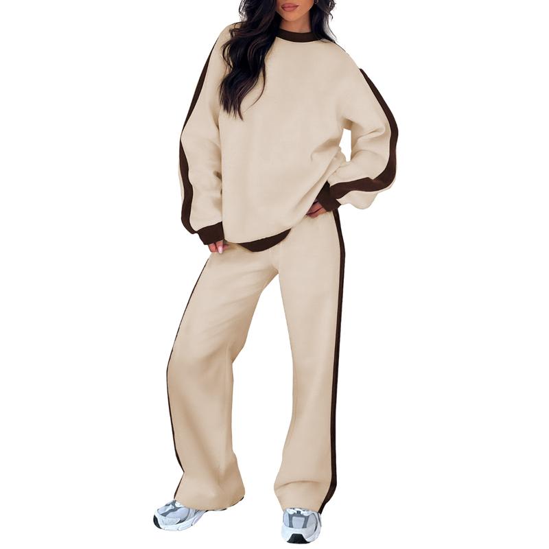 Cozy relaxed-fit sweatshirt matching set in neutral tones with soft breathable fabric for everyday comfort