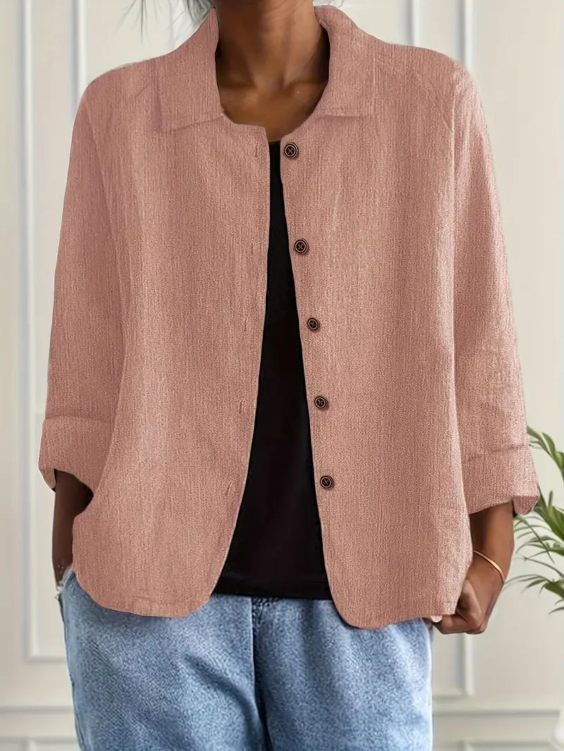 Denise classic lightweight women's top in neutral tone, versatile layering piece with relaxed fit