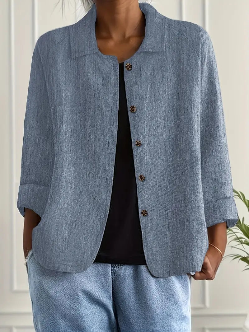 Denise classic light top in neutral tone, relaxed fit versatile layering piece for breezy weather