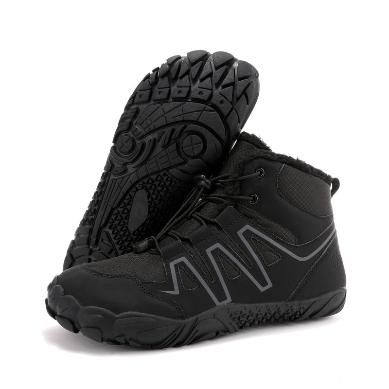 Wavlynn SafariTrek high-top barefoot boots in earthy tones with wide toe box and rugged winter sole
