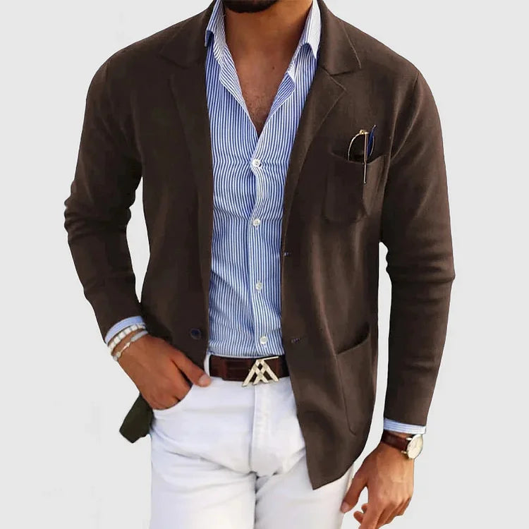 Men's slim fit lightweight blazer single-breasted notch lapel 2-button breathable professional jacket