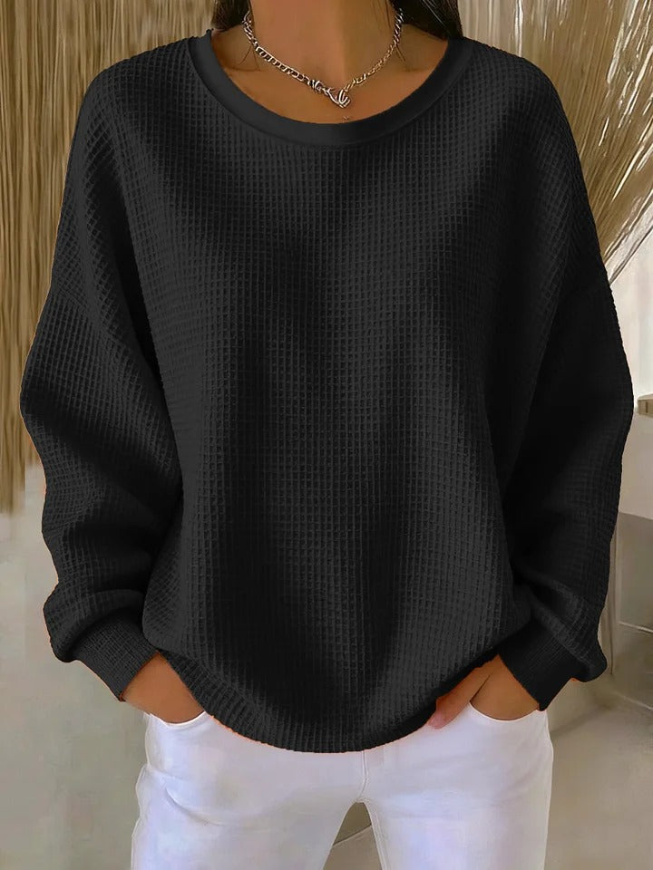 Sofia textured knit sweater cozy chic design with subtle eye-catching pattern for all-day comfort