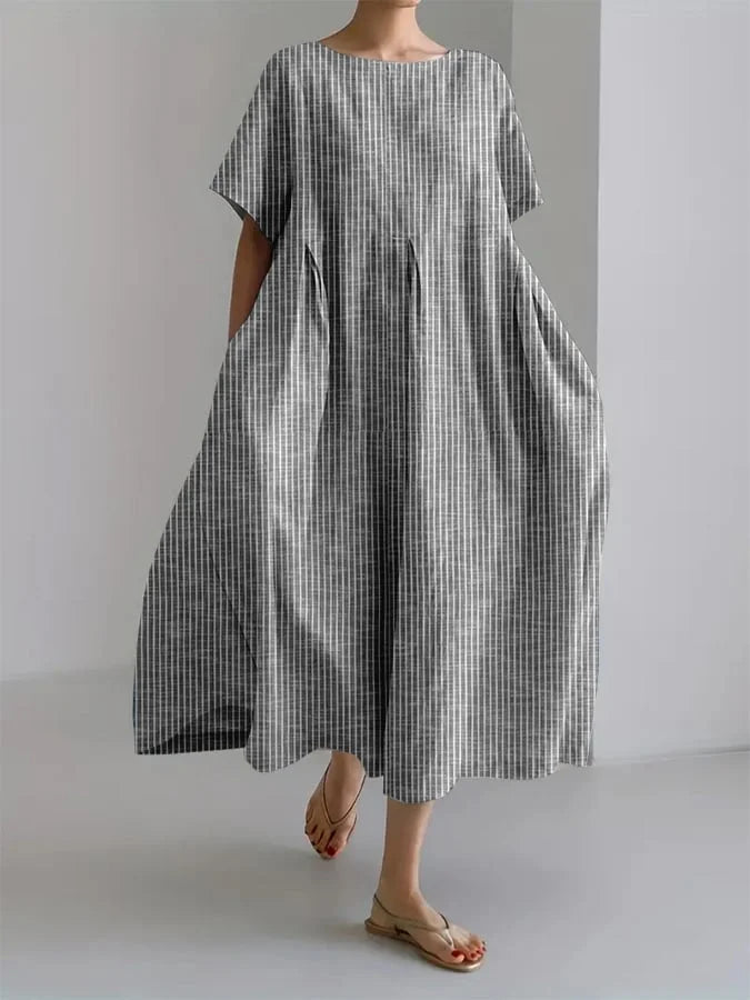 Striped retro casual long dress BIANCA comfortable relaxed cut everyday vintage-inspired style