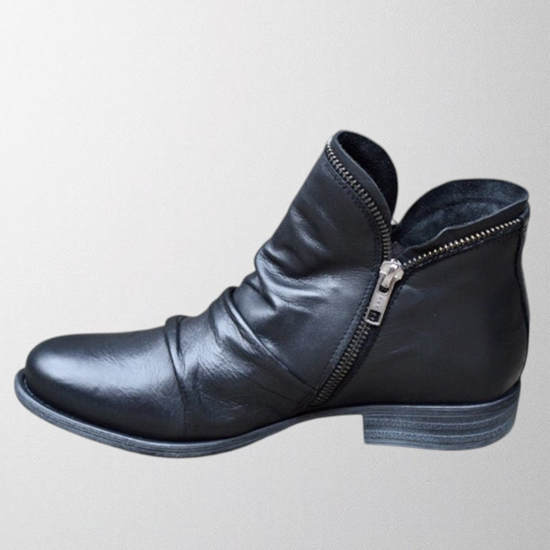 Black comfort ankle boots sleek mid-calf cut with contoured supportive sole for all-day comfort