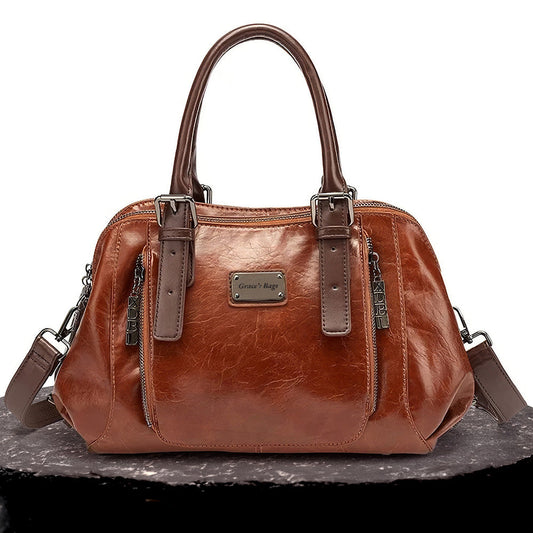 Pamela - Vegan Leather Dome Handbag - Wavlynn