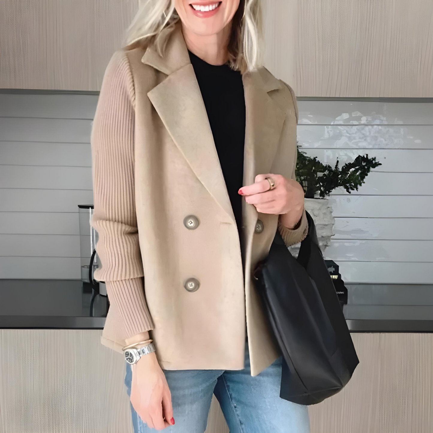 Lumière elegant tailored women's coat, classic silhouette with refined structured cut and timeless design