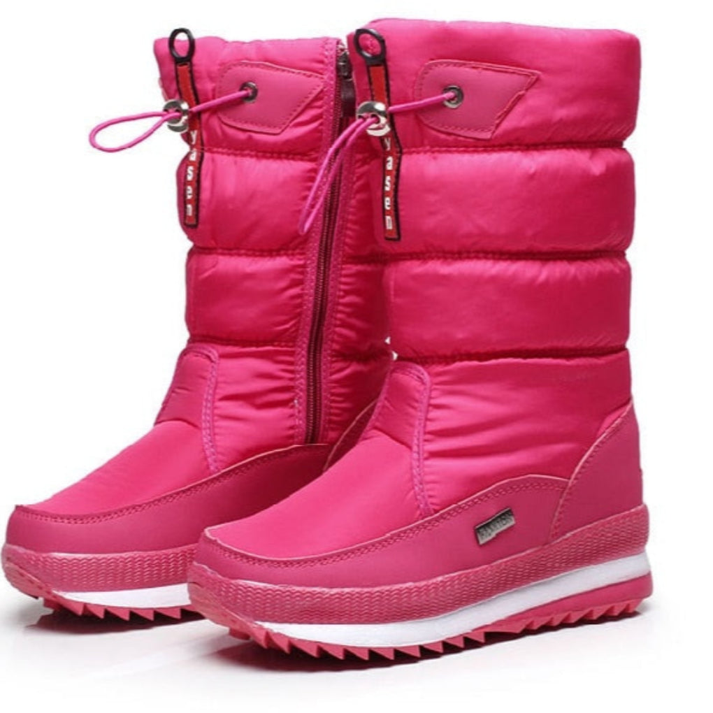 Women's black insulated winter boots with sleek zipper closure for cold-weather warmth and style