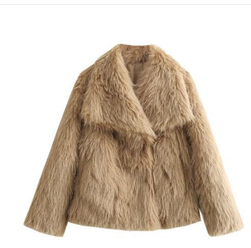 Unisex thick faux fur winter coat with plush lining, elegant casual silhouette for cold days