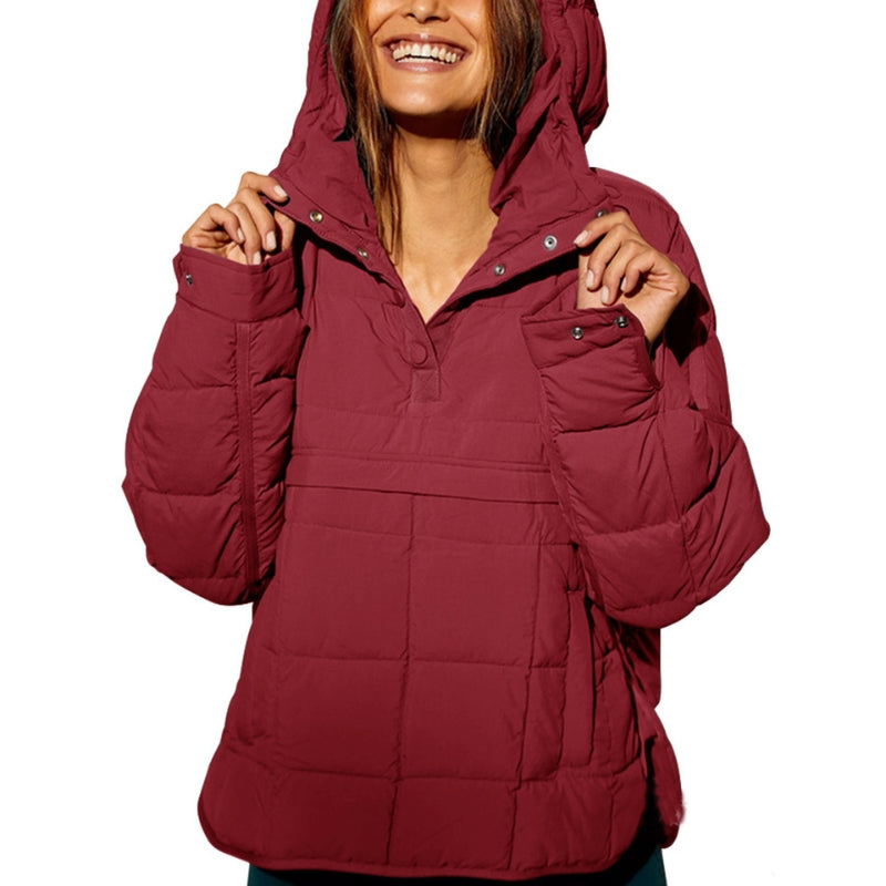 Noria quilted pullover puffer jacket with hood, lightweight water-resistant insulation, relaxed fit