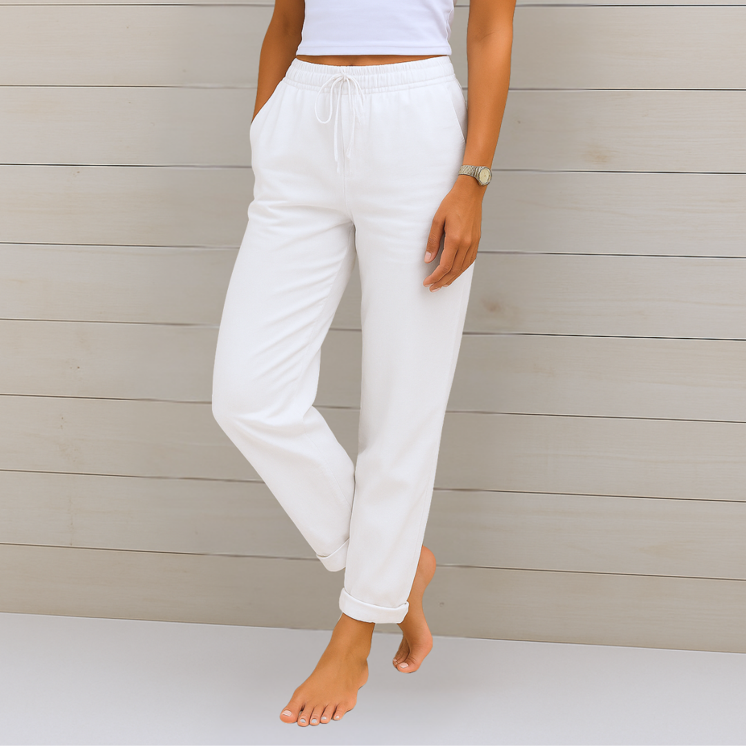 Lori™ women's breathable pants in neutral tones, relaxed fit with elastic waist for all-day comfort