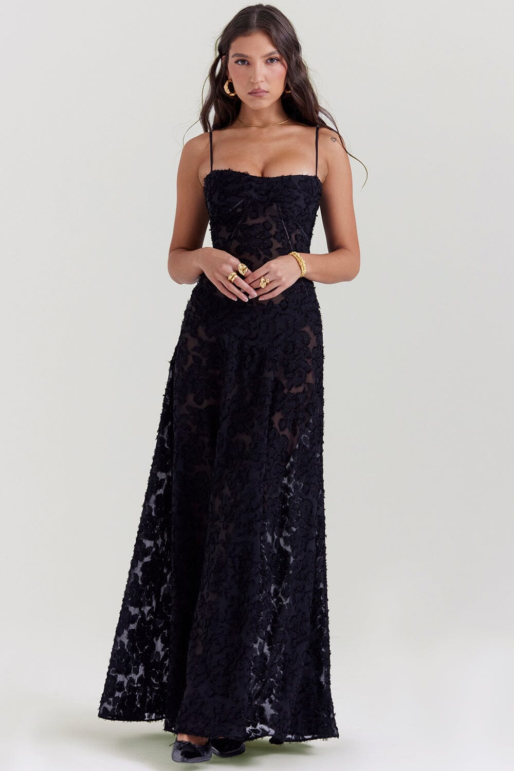 Women's floral chiffon maxi dress slim fit spaghetti straps lightweight breathable summer style