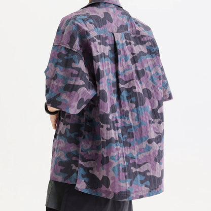 EchoTrek Recon camouflage shirt relaxed camp collar water-resistant lightweight nylon loose fit