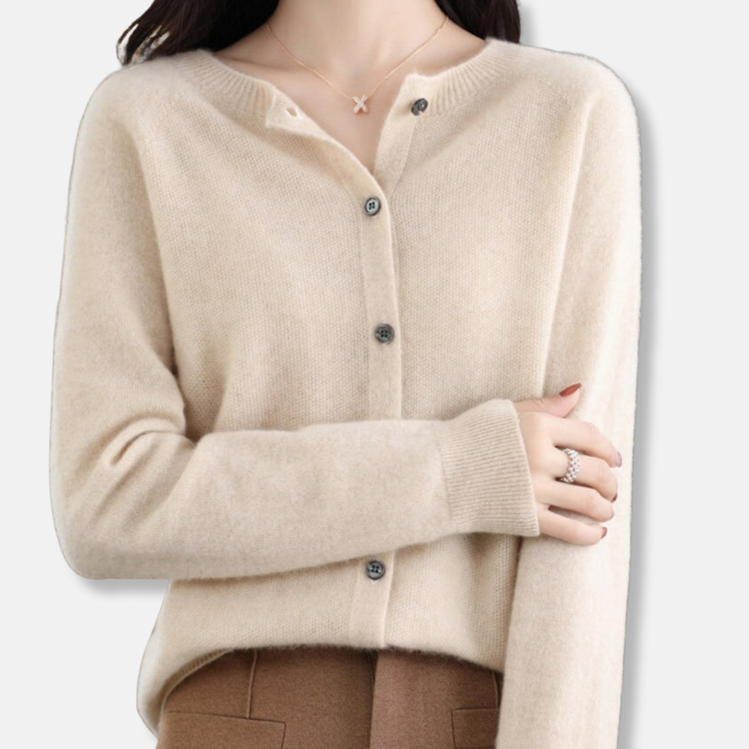 Women's merino wool cardigan sweater regular fit button front ribbed knit timeless layering piece