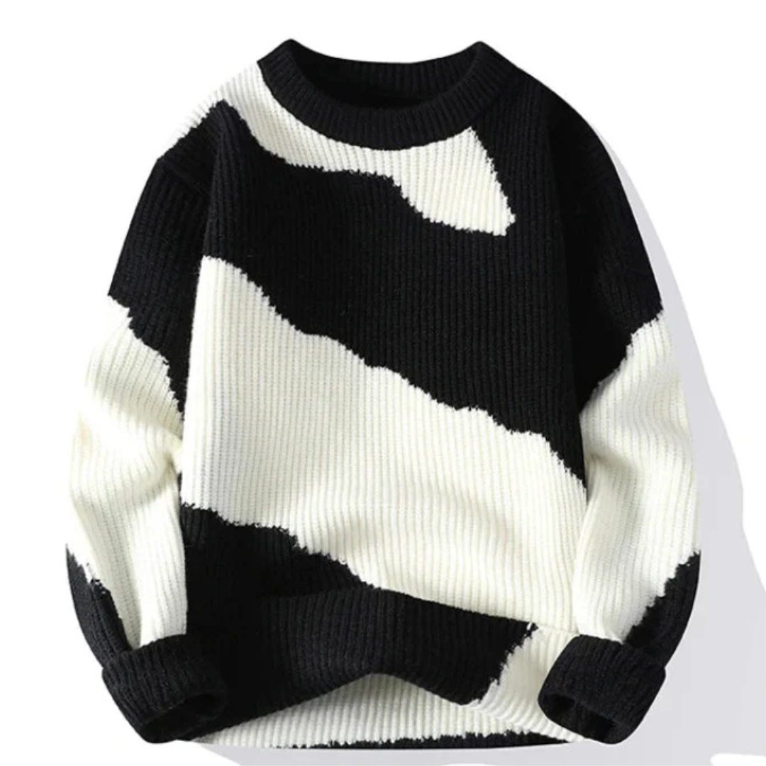 Men's warm corduroy knit sweater classic crew neck relaxed fit soft textured plush fabric