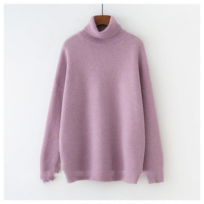 Mint green oversized turtleneck sweater unisex cozy knit relaxed fit 72cm length