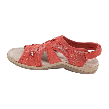 Women's comfort sandals in neutral tones with ergonomic footbed and arch-supporting insole