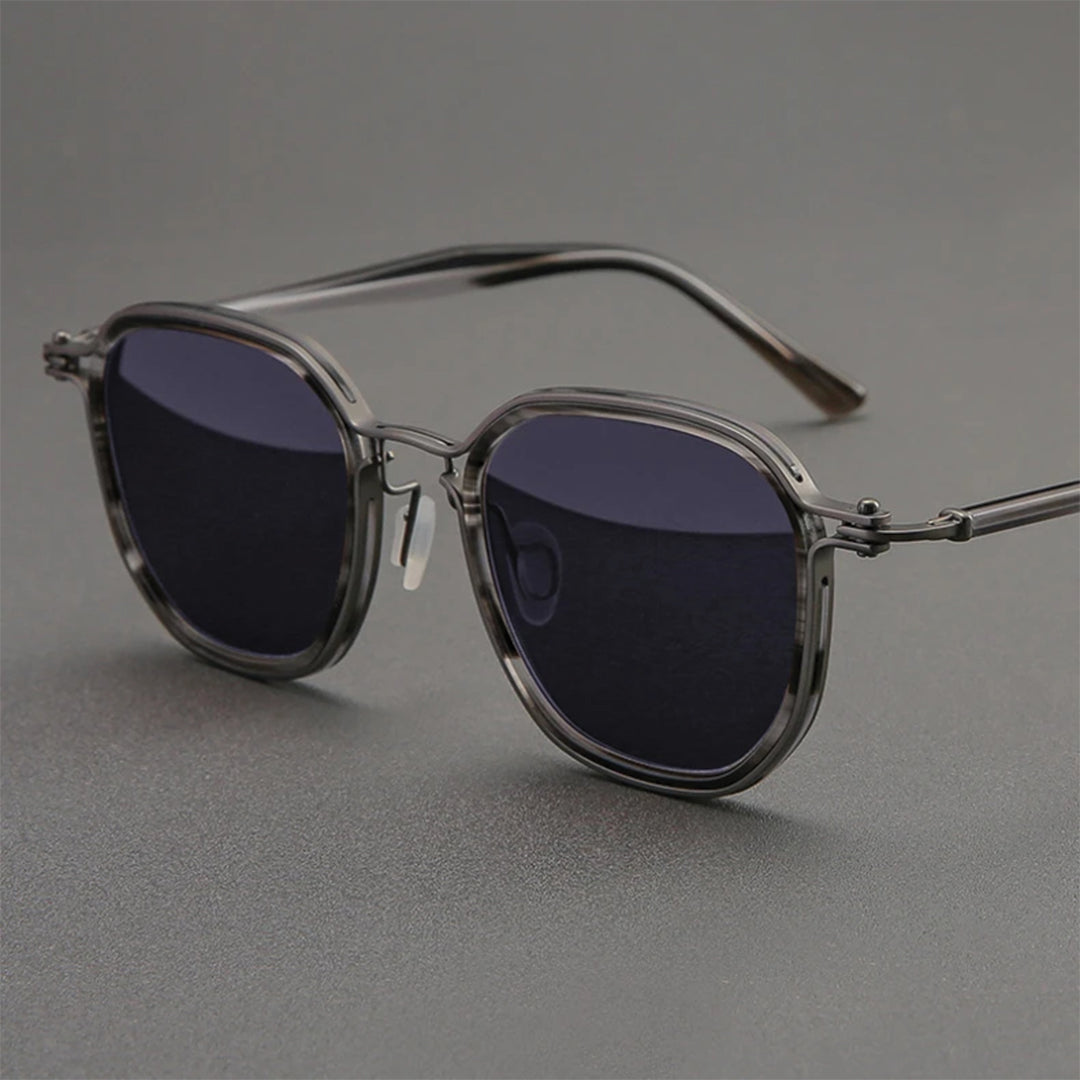 Ferrano Shades titanium acetate polarized sunglasses with UV400 lenses and subtle geometric frames
