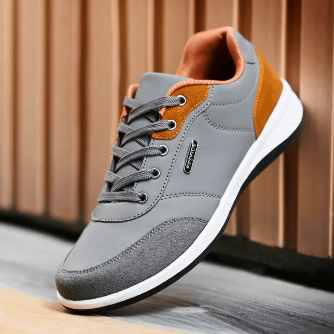 Bryson breathable sneakers in leather with water-resistant finish, lightweight non-slip city walking shoes