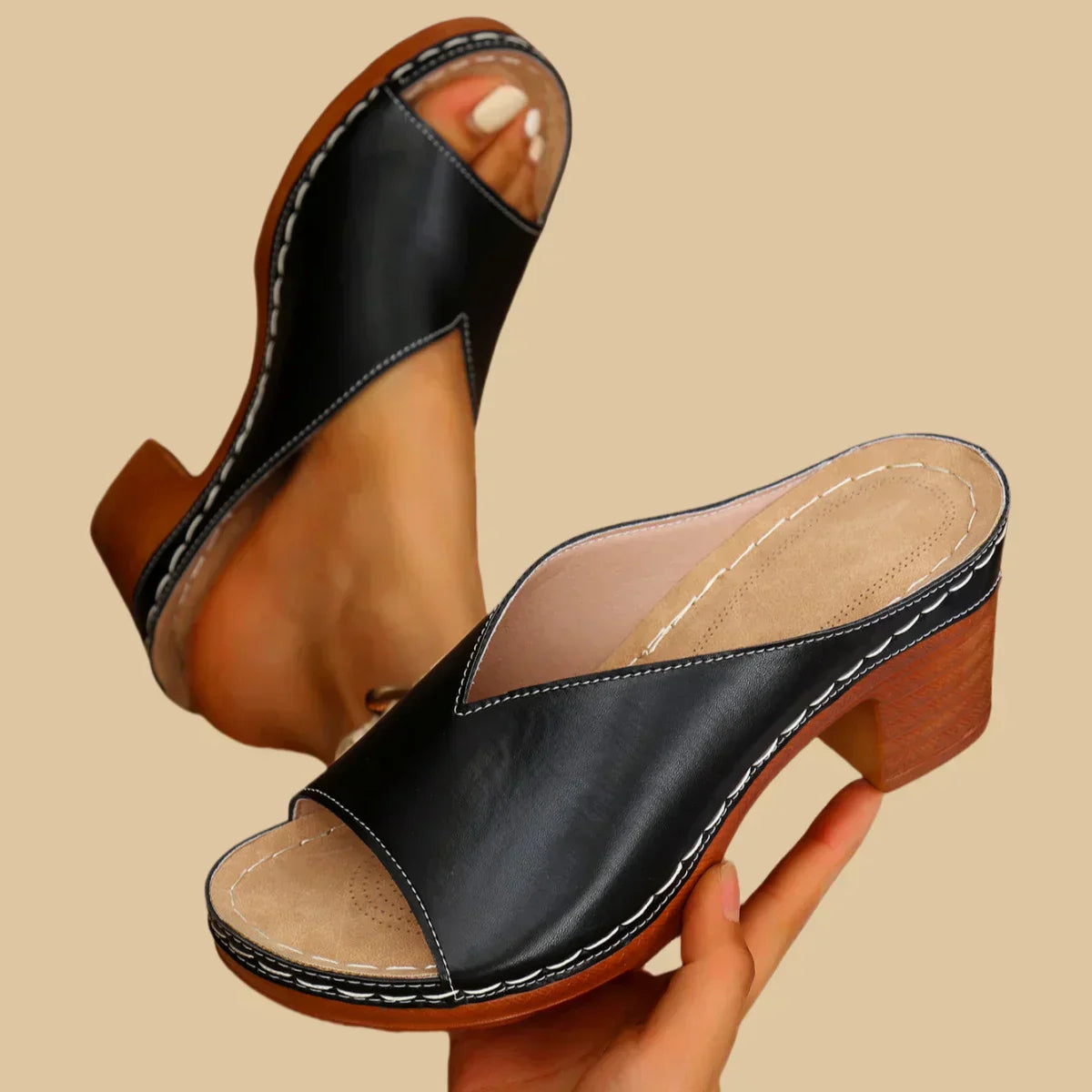 Women's comfort flat sandals with contoured ergonomic footbed for all-day comfort support