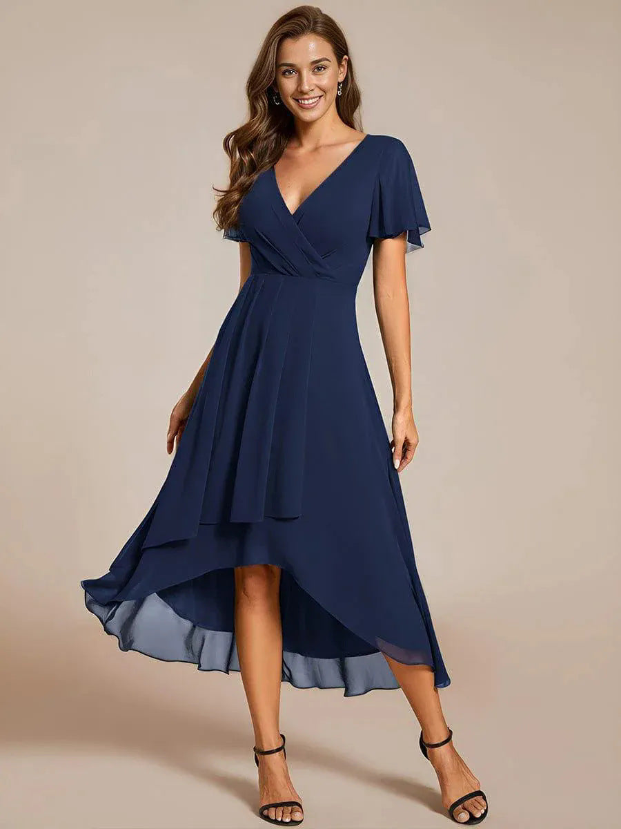 Morgan silk chiffon A-line wedding dress high waist defined silhouette airy elegant evening gown