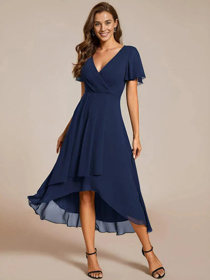 Morgan silk chiffon A-line wedding dress high waist defined silhouette airy elegant evening gown