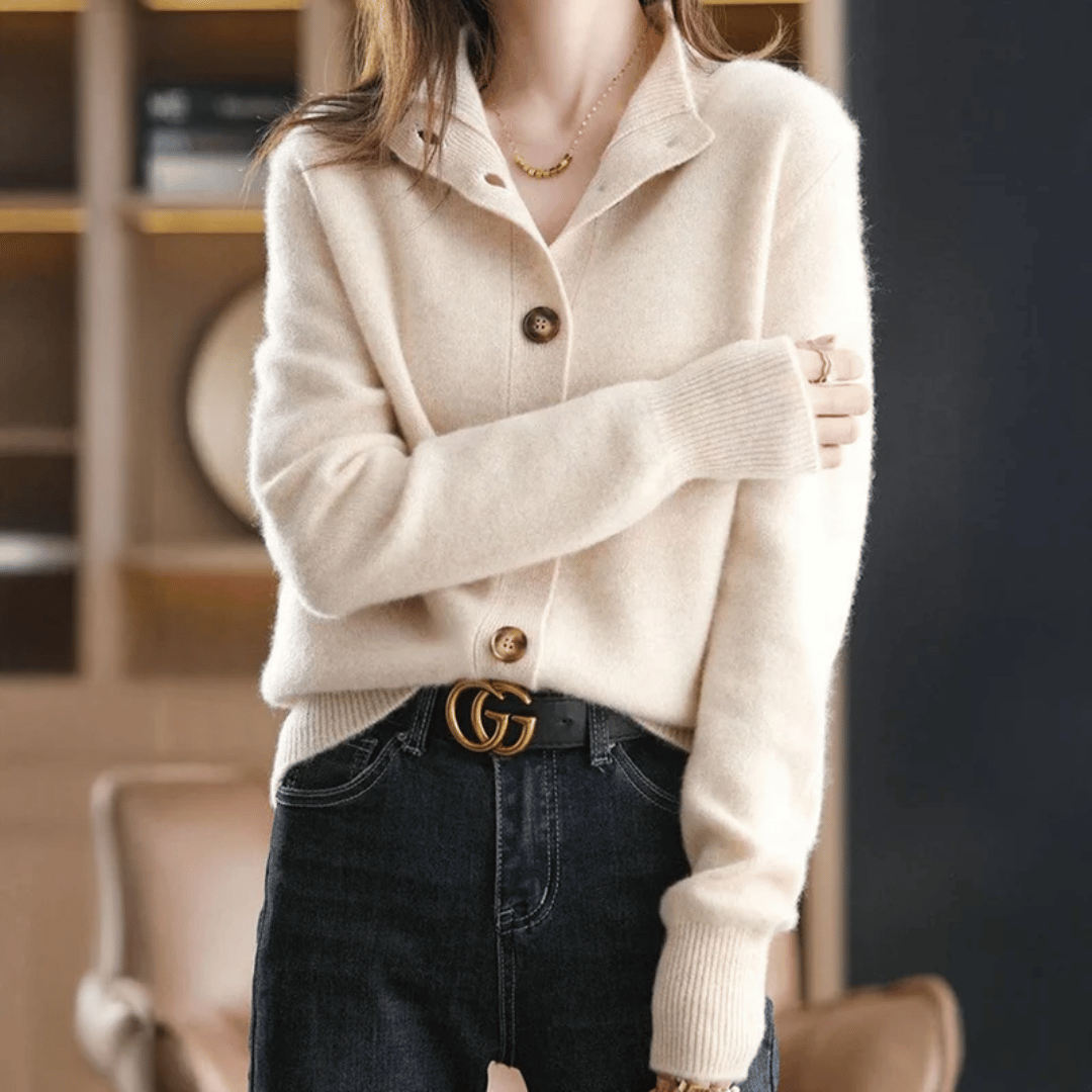 Women's Elise soft knit cardigan lightweight cozy texture elegant everyday layering piece