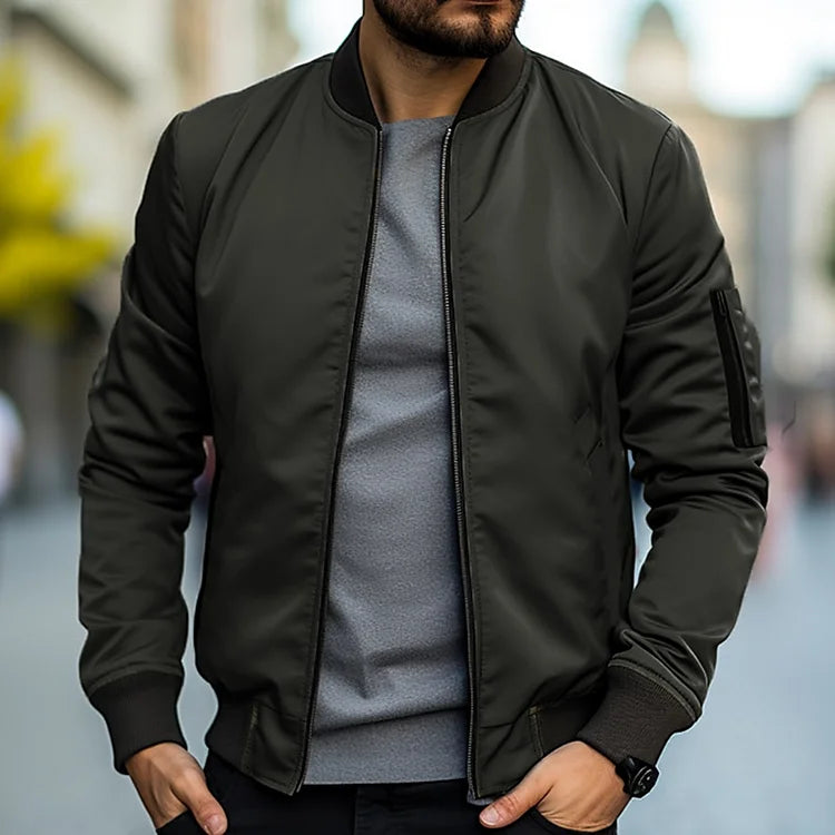 Men's lightweight bomber jacket in casual style with ribbed trims and modern contemporary cut for versatile wear