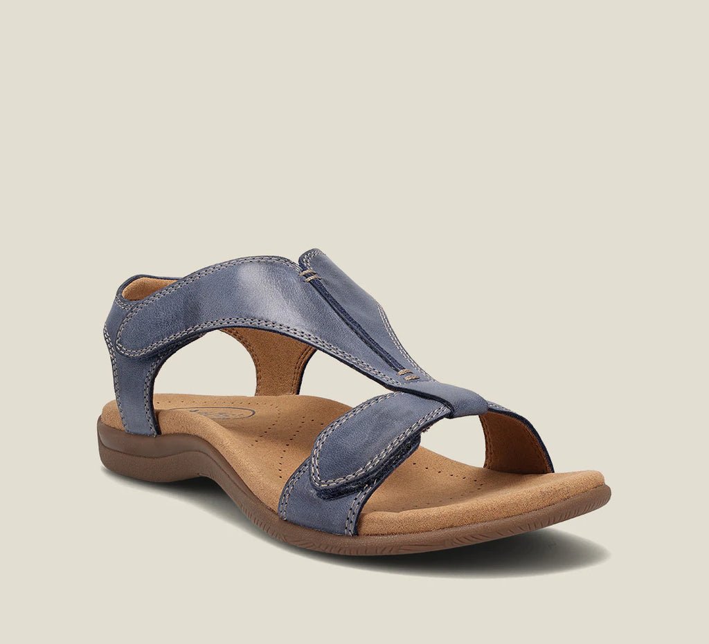 Women's vegan leather comfort sandals with cloud cushioning support and adjustable straps