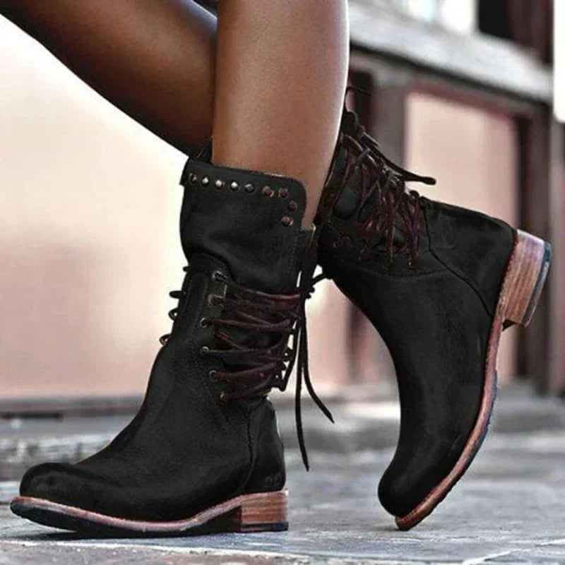 Luth™ stylish brown leather boots ankle-to-mid-calf cut with polished silhouette for everyday wear