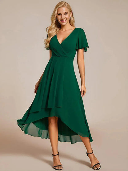 Morgan silk chiffon A-line dress high waist airy silhouette for weddings and evening events