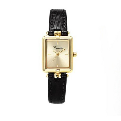Golden Hour retro quartz watch gold dial vegan leather strap lightweight waterproof round design