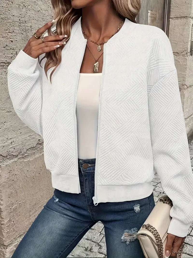 Vibrant blue women's zip-front knit cardigan long sleeve cozy winter layering piece